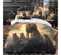 RJAVAGFZL Rugido del león Real Impresión 3D 3 Piezas Funda de colchón Arte fantástico de Vida Salvaje Funda de edredón Microfibra morbida hipoalergénica para bebés Chicas Adultos Single（140x200cm）