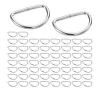 Rjayaa Anillos en D para bolsa de 25 mm, 60 anillos en D de metal resistentes en forma de D plateados, hebillas de anillo para bolsos, mochilas, correas de cinturón, plata, 25mm