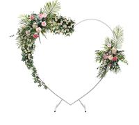 RjcdOPL - Kit de arco de globos y flores de metal para boda, soporte de arco en forma de corazón, 2 x 2,1 m, decoración para bodas, fiestas de cumpleaños, banquetes (blanco)