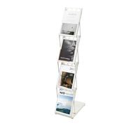 RjcdOPL Portafolletos plegable A4 blanco, revistero 4 niveles de hierro, expositor para revistas, folletos, folletos