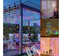 RJEDL [2 Piezas] Cortina de Luces LED, 3mx3m 300 LED Luces de Cadena Para Cortina 8 Modos con Control Remoto Impermeable Cortina de Luz Luces Decorativas de Interior y Exterior Para Navidad