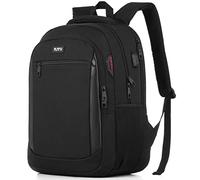 RJEU Mochila para portátil de viaje, mochila escolar con puerto de carga USB para hombres, mujeres, niños y niñas, Negro -, 39,63 cm