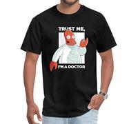 RJJBFKDDK Funny Men's T-Shirts Doctor Zoidberg Unique T Shirt Special Fabric Tshirt Trust Me I'm A Doctor Cthulhu Tees Black