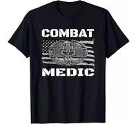 RJJBFKDDK US Army Combat Medic Veteran Medical Military T-Shirt Black