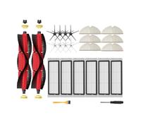 rjpbk Cepillo Lateral Principal aspiradora, Compatible for Roborock, S6 S5 MAX MaxV Pure E4 E5 Robot Filter Mop, Piezas de Repuesto cepillos y Filtro de aspiradora(Burgundy)