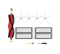 rjpbk Cepillo Lateral Principal aspiradora, Compatible for Roborock, S6 S5 MAX MaxV Pure E4 E5 Robot Filter Mop, Piezas de Repuesto cepillos y Filtro de aspiradora(Black)