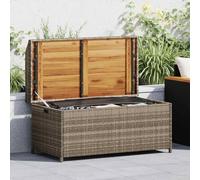 RJPLMFV - Banco de almacenamiento, color gris, resina trenzada y acacia | Cofre de jardín poli ratán asiento con bolsa impermeable, muelle de gas, 110 kg