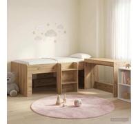 RJPLMFV Cama alta infantil Oficina Integrada Roble 2 Piezas | Madera Ingeniería Duradera, Base Lattes Sin Sommier, Montaje Fácil 2 Personas, Diseño Compacto Estudio