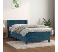 RJPLMFV Cama Completa con Sommier, Terciopelo Azul Noche, 80x200 cm | Colchón de muelles ensacados, cabeza ajustable, soporte trasero, firmeza media