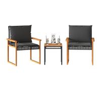 RJPLMFV - Conjunto de 3 cojines (resina, 3 piezas), color negro | Durable Poly Rattan Cojín Grueso Desmontable, Mesa Madera Acacia, Marco de Acero