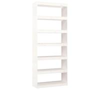 RJPLMFV - Librería de 6 compartimentos (80 x 30 x 199,5 cm), color blanco | Estanterías de almacenamiento, se puede guardar fácilmente, adecuado como partición separadora, limpieza con paño húmedo
