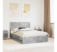 RJPLMFV - Marco de cama (150 x 200 cm), color gris | Con cajones de almacenamiento, diseño de listones, estructura autónoma, fácil mantenimiento
