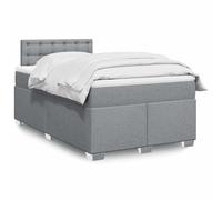 RJPLMFV Somier Y Colchón Gris Claro 120x190 cm Tejido Poliéster | Muelles Ensacados, Soporte Individual, Cabezal De Cama, Funda Desmontable, Lavable