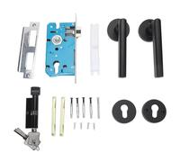 Rjrjc Cerradura de manija de puerta con palanca de núcleo de cobre puro negro, funcionamiento silencioso para el interior del hogar