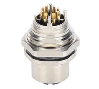 Rjrjc Conector Hembra de Montaje en Panel M12 B S8X Acoplamiento de Rosca rápido de 8 núcleos Chapado en latón para Equipos de automatización Industrial y entornos hostiles al Aire Libre