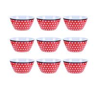 Rjrjc Juego de platos de ensalada, con 12 tazones apilables de melamina, para cenas familiares, vajillas de cocina para restaurantes, 6 pulgadas, coloridos, 14,6x7 cm, 67,5 oz (Rouge avec point)