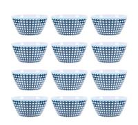 Rjrjc Juego de platos de ensalada, con 12 tazones apilables de melamina, para cenas familiares, vajillas de cocina para restaurantes, 6 pulgadas, coloridos, 14,6x7 cm, 67,5 oz (carreaux bleu foncé)