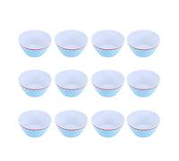 Rjrjc Juego de platos de ensalada, con 12 tazones apilables de melamina, para cenas familiares, vajillas de cocina para restaurantes, 6 pulgadas, coloridos, 14,6x7 cm, 67,5 oz (points bleu clair)