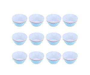 Rjrjc Juego de platos de ensalada, con 12 tazones apilables de melamina, para cenas familiares, vajillas de cocina para restaurantes, 6 pulgadas, coloridos, 14,6x7 cm, 67,5 oz (points bleu clair)