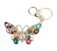 Rjrjc Llavero de mariposa con incrustaciones de cristal brillante, lindo colgante de bolso brillante para mujer, llavero de coche y colgante de bolso (Tizón)