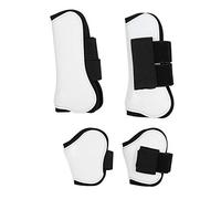 Rjrjc Protector de Envoltura para Botas para Patas de Caballo, Carcasa de PU Blanca de 4 Piezas, cojín de Neopreno liviano y Duradero, para Saltar obstáculos, Ideal para Jinetes