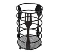 Rjrjc Soporte redondo para utensilios de cocina con acabado negro mate. | Este soporte de metal para utensilios mantiene su encimera organizada con un diseño espacioso de 3,94 x 6,34 pulgadas para es