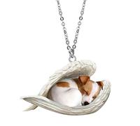 RJSQAQE Collar con colgante de perro, collar de perro durmiendo, collar de ángel durmiendo de acrílico, collar conmemorativo para perros mamá para amantes de los perros