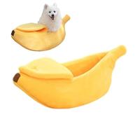 RJSQAQE Nido creativo para gatos con forma de plátano, cama cálida y suave para perros, nido de gato esponjoso con forma de plátano para suministros para mascotas, tapete de cama de invierno