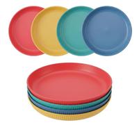 RJTCXJS 4 platos de plástico reutilizables para camping, 22,5 x 3,2 cm | Juego de platos de plástico reutilizables, multicolores, aptos para lavavajillas, para ensaladas, pastas, fiestas, hogar