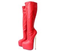 RJXGECUF Tacones Altos Zapatos de Baile de Barra de 22 Cm Botas Largas Tacones de Aguja de Metal,red-Matte-42