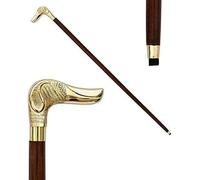 RK NAUTICAL INSTRUMENT Bastón de madera hecho a mano con cabeza de perro con mango de latón, 37 x 4.3 x 1 pulgadas