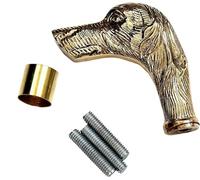 RK NAUTICAL INSTRUMENT Bastón decorativo con mango de cabeza de perro de latón, bastón largo con herrajes