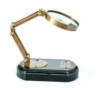 RK NAUTICAL INSTRUMENT Lupa de escritorio con brazo de latón ajustable, base de madera, lupa de mesa