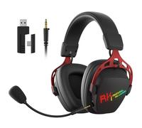 RK ROYAL KLUDGE HG103 - Auriculares inalámbricos para juegos para PS5, PS4, PC, Switch, BT5.3/2.4G/3.5 mm, RGB con cable con micrófono con cancelación de ruido, controladores de 50 mm, marco duradero