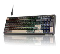RK ROYAL KLUDGE R98 Pro Teclado Mecánico con Cable, 96% US Layout Teclado Gaming con Numérico, RGB, Perilla de Volumen, Gasket Structure, Teclas PBT MDA, Switch Lineal Pre-lubricado Hot-Swappable