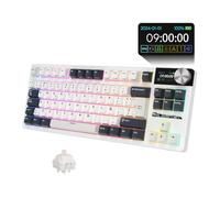 RK Royal KLUDGE RK S85 -Teclado Mecánico Español -Teclado Inalámbrico Gaming 80% -ISO-ES- Bluetooth/2.4G/USB-C- Hot Swap- Pantalla LCD- RGB-Mac/Windows-Mod. White Night/Switch Táctil Beige(Brown).