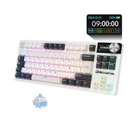 RK Royal KLUDGE RK S85- Teclado Mecánico Español -Teclado Inalámbrico Gaming 80% - ISO-ES - Bluetooth/2.4G/USB-C- Hot Swap- Pantalla LCD- RGB-Mac/Windows-Mod.White Night/Switch Lineal Cloud.(Red)