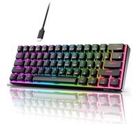 RK ROYAL KLUDGE RK61 Teclado mecánico para juegos con cable 60% programable QMK/VIA RGB retroiluminado, 61 teclas, ultracompacto, intercambiable en caliente, interruptor marrón, negro