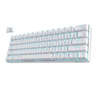 RK ROYAL KLUDGE RK61-US QWERTY Kabelgebundene/Bluetooth 60% Mechanische Tastatur, ABS Tastenkappen, Rote Schalter, für iOS, Android, Windows und Mac, Weiß