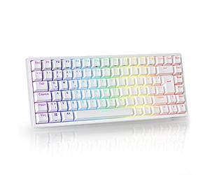 RK ROYAL KLUDGE RK84-DE 75% Teclado para Juegos, 85 Teclas compactas TKL, Teclado mecánico con Bluetooth, Interruptor marrón, retroiluminación RGB, Teclado para Juegos de 2.4Ghz