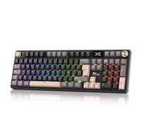 RK ROYAL KLUDGE S104-ES InalámbricoTeclado mecánico con pantalla, Español | Teclado para juegos RGB 101 teclas tamaño completo montaje superior, batería 8000mAh, triple modo BT/2,4G/USB-C, hot-swap