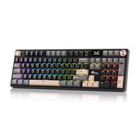 RK ROYAL KLUDGE S104-FR - Teclado mecánico inalámbrico con pantalla, AZERTY | Teclado gaming RGB de 101 teclas, montaje superior, batería de 8000 mAh, Tri-Mode BT/2,4 G/USB-C, reemplazo en caliente