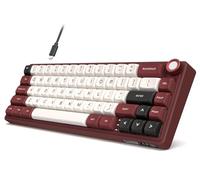 RK ROYAL KLUDGE Teclado mecánico con cable R65 con perilla de volumen, 60% RGB retroiluminado para juegos con teclas PBT, perfil MDA, QMK/VIA, interruptor de luz intercambiable en caliente de 66