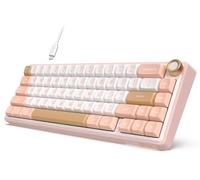 RK ROYAL KLUDGE Teclado mecánico con cable R65 con perilla de volumen, 60% RGB retroiluminado para juegos con teclas PBT, perfil MDA, QMK/VIA, interruptor crema intercambiable en caliente de 66 teclas