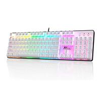 RK ROYAL KLUDGE Teclado mecánico de tamaño Completo RK920, Teclado retroiluminado para Juegos con Arco Iris, Teclado mecánico con Cable de 108 Teclas con Almohadilla numérica, Rojo Bastante