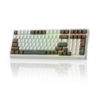 RK ROYAL KLUDGE Teclado mecánico F99, RGB, 2,4 GHz/BT/cable, interruptor crema, palmeras verdes