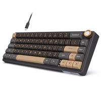 RK ROYAL KLUDGE Teclado para juegos R65 con cable con perilla de volumen, 60% RGB retroiluminado teclado mecánico con teclas PBT, perfil MDA, interruptor crema intercambiable en caliente de 66 teclas,