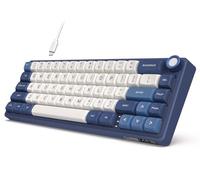 RK ROYAL KLUDGE Teclado para juegos R65 con cable con perilla de volumen, 60% RGB retroiluminado teclado mecánico montaje con teclas PBT, perfil MDA, QMK/VIA, interruptor crema intercambiable en