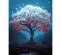 RKFLGEW 14CT Cuadros En Punto De Cruz Paisaje De Árboles En El Cielo Estrellado Punto De Cruz De Tela Preimpresa Diy Arte Manualidades Con Agujas Kits De Bordado Para Adultos Principiantes 60x80cm