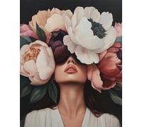 RKFLGEW 14CT Kit De Bordado Mujeres Fantásticas Y Flores Kits De Punto De Cruz Para Principiantes O Adultos,Diy Fácil Contado Costura Conjunto De Bordado Decoración Del Hogar 40x50cm
